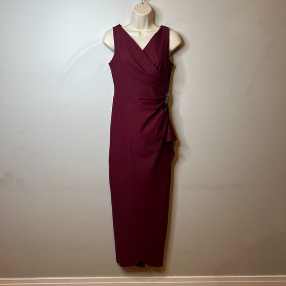 Alex Evenings Burgundy Maxi Dress (4P) - Picture 1 of 9